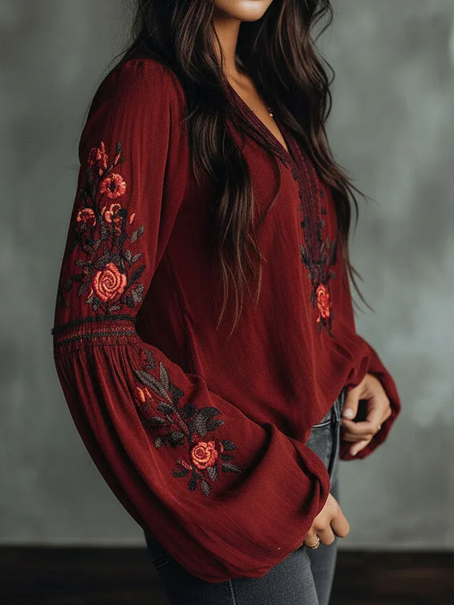 Lange Bluse Blumen 2