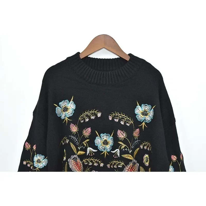 Pullover Schwarz Blumen 4