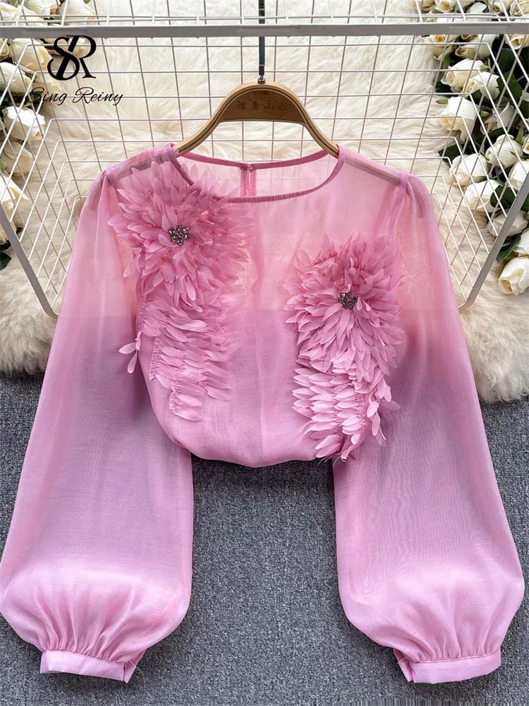 Satin Bluse Mit Blumen 2