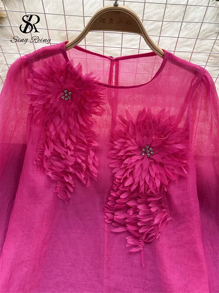 Satin Bluse Mit Blumen 4