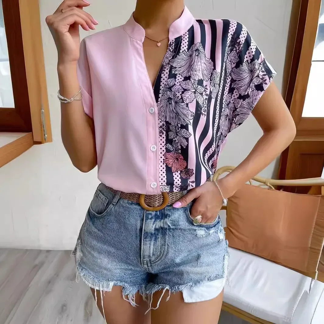 Bluse Gestreift Blumen 1