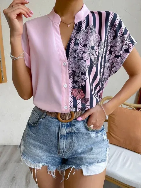 Bluse Gestreift Blumen 2