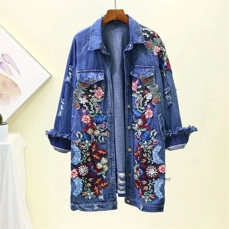 Floral Embroidered Jean Jacket 2
