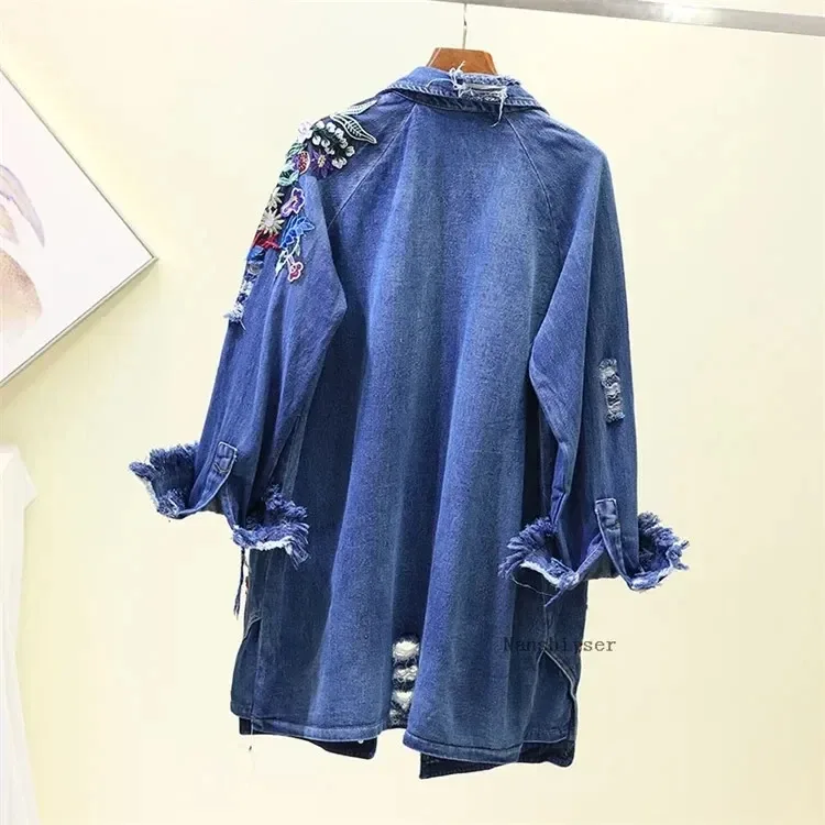 Floral Embroidered Jean Jacket 4