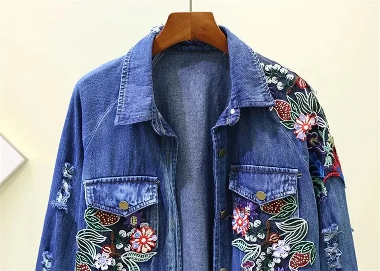Floral Embroidered Jean Jacket 6