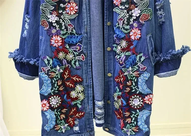 Floral Embroidered Jean Jacket 7