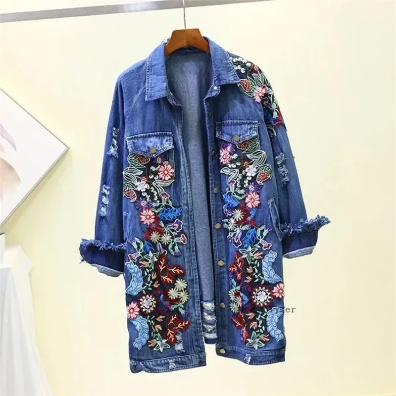 Floral Embroidered Jean Jacket 8