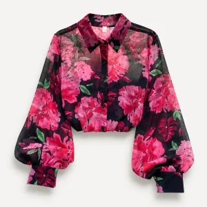 Bluse Puffärmel Blumen 1