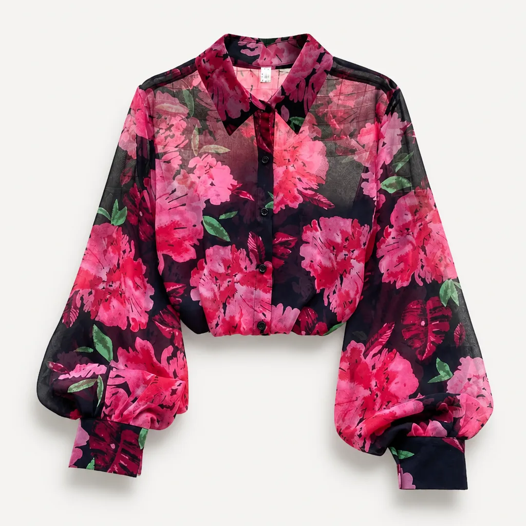 Bluse Puffärmel Blumen 1