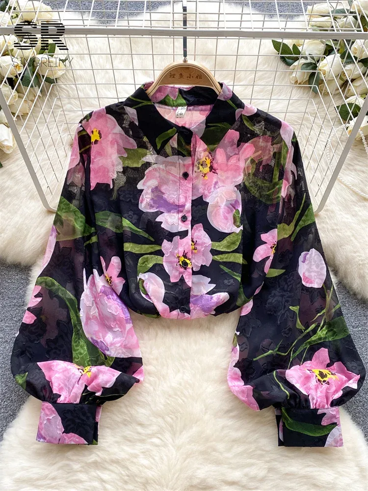 Bluse Puffärmel Blumen 2