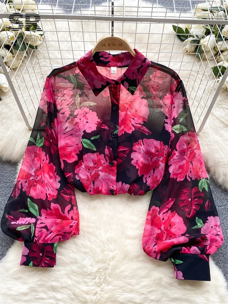 Bluse Puffärmel Blumen 3