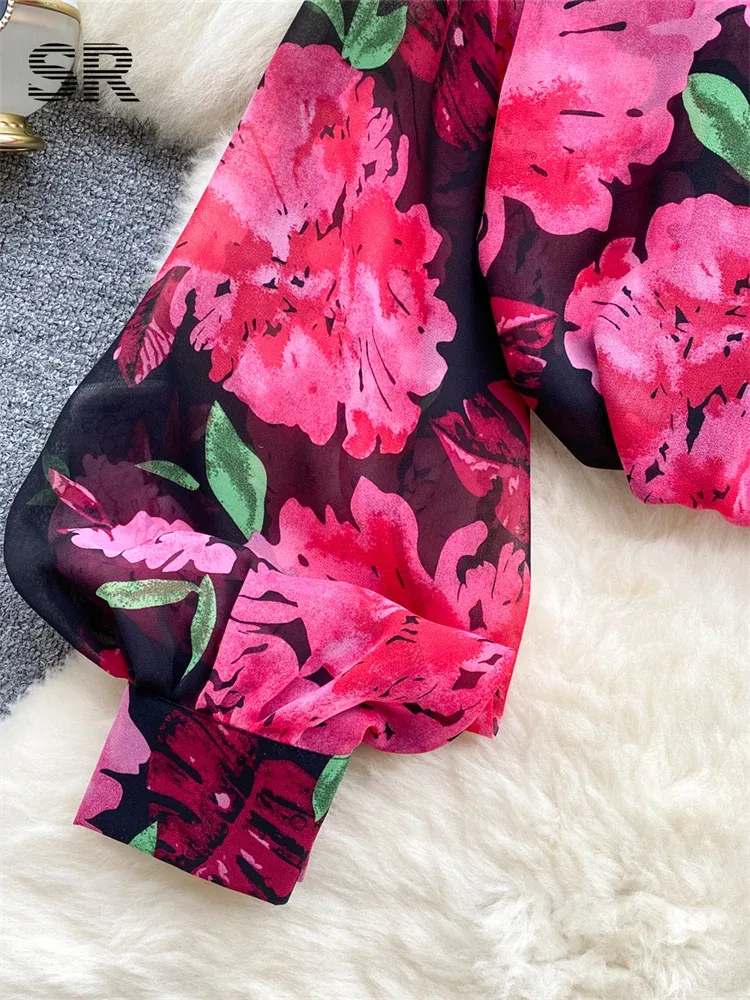 Bluse Puffärmel Blumen 5