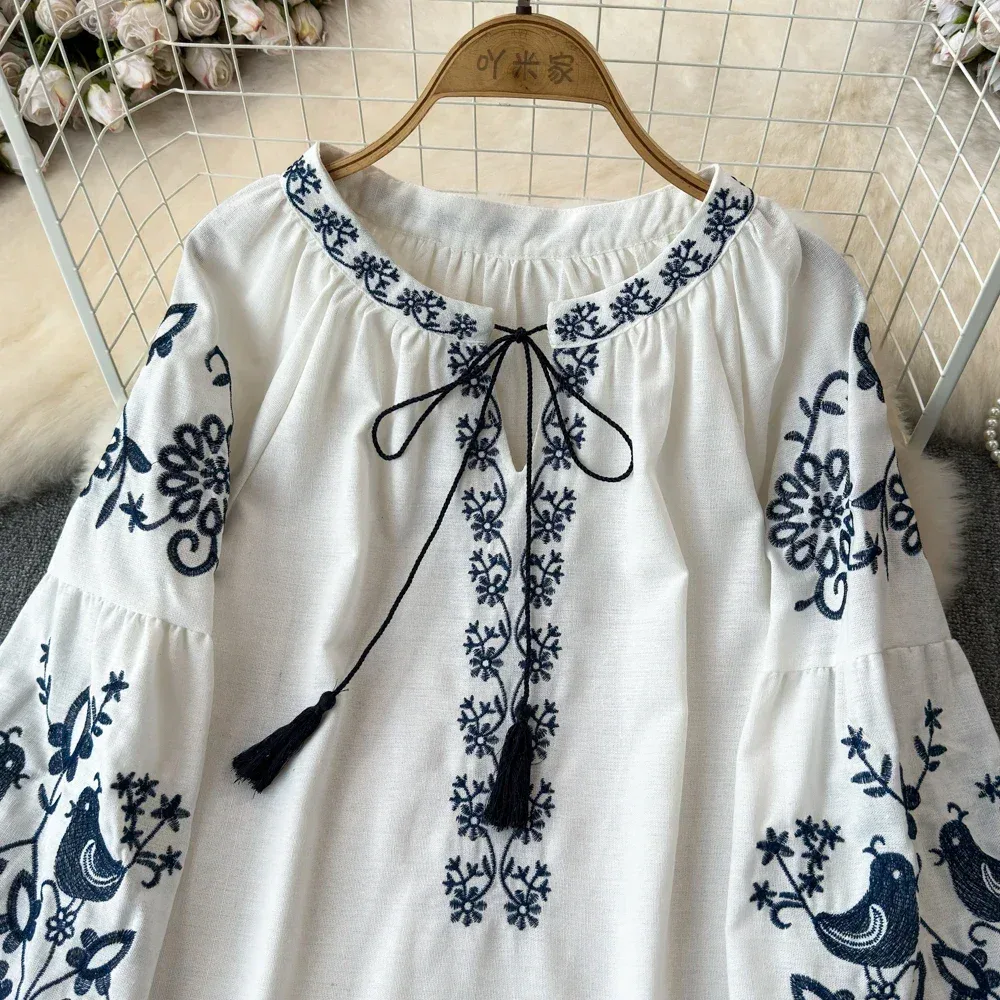 Bluse Bestickt Blumen 2