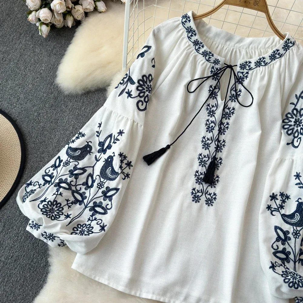 Bluse Bestickt Blumen 3