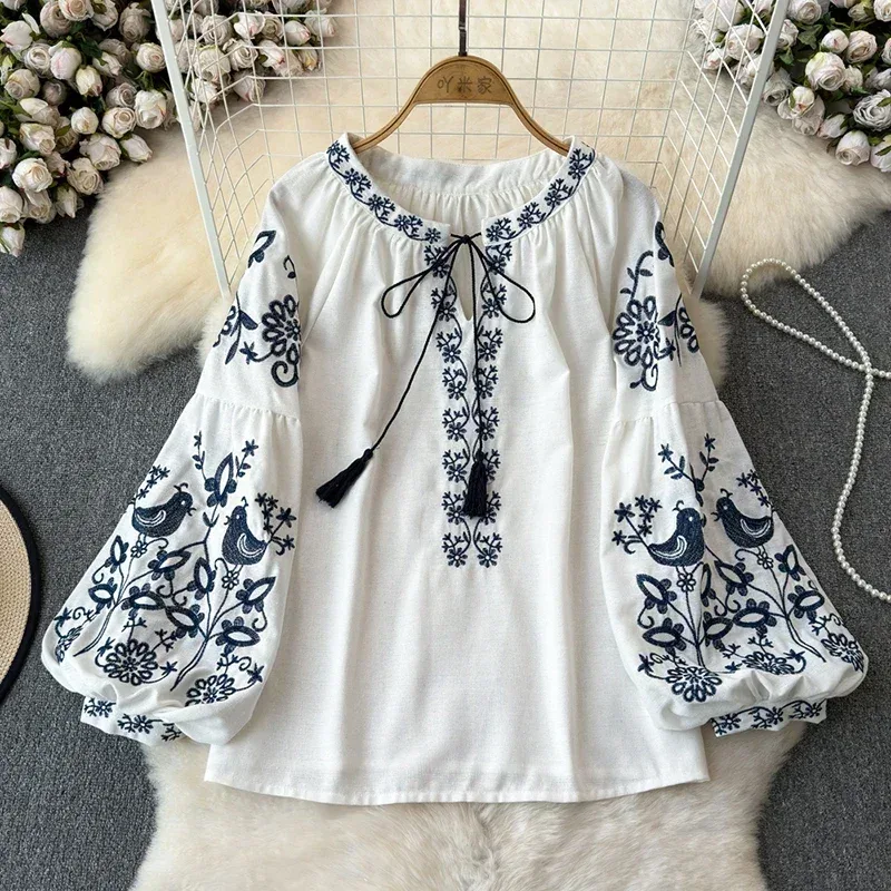 Bluse Bestickt Blumen 5