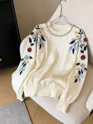 Sweater With Flower Embroidery 1