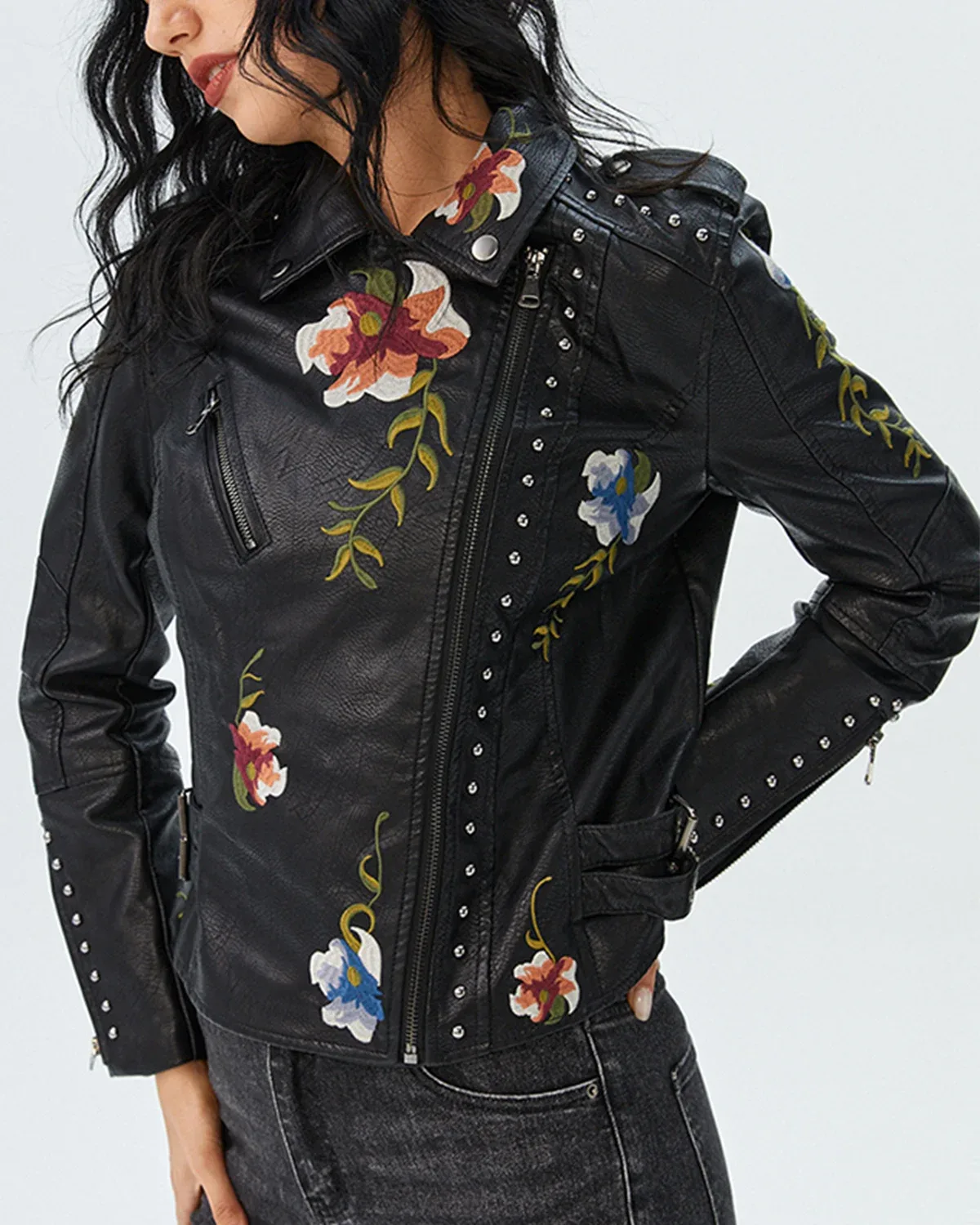 Leather Jacket With Flowers 2