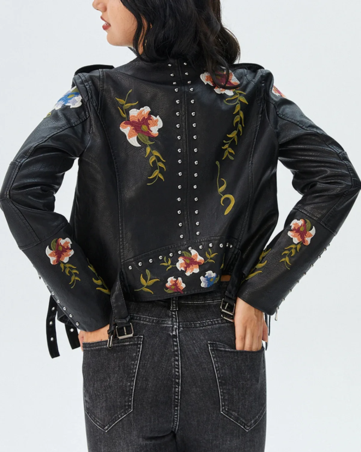 Leather Jacket With Flowers 3