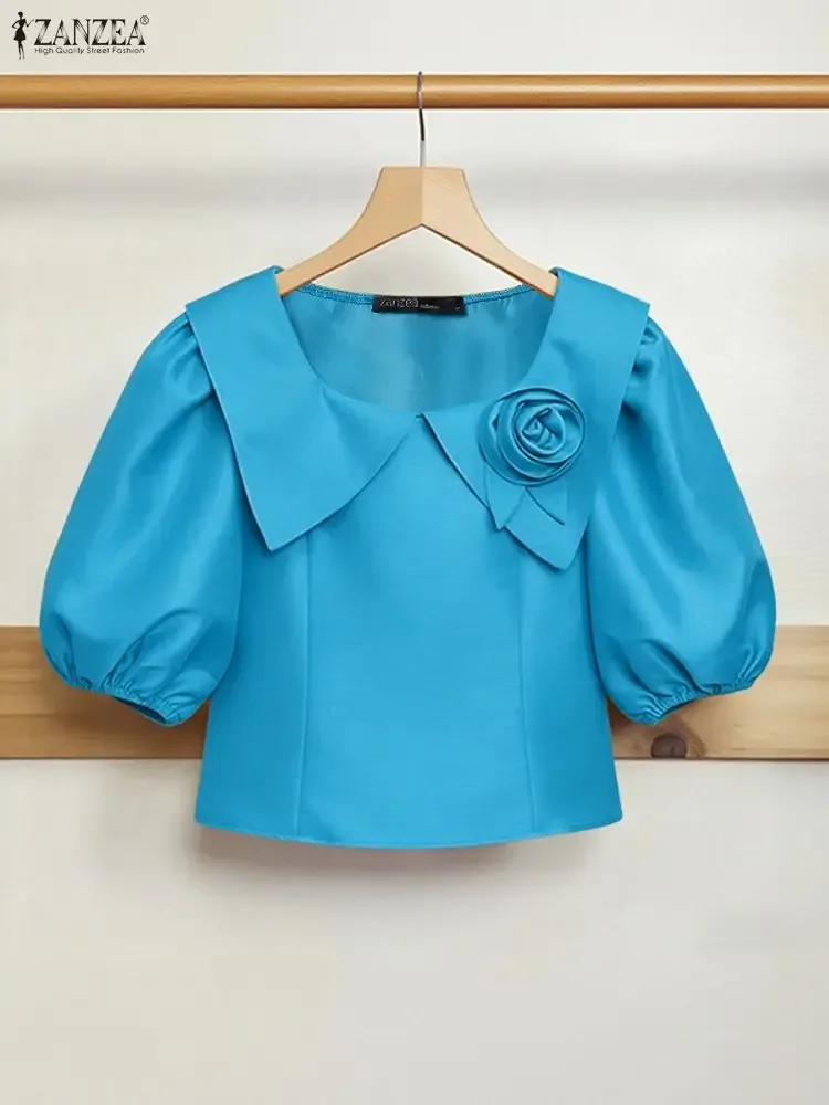 Blumen Bluse Kurzarm 2