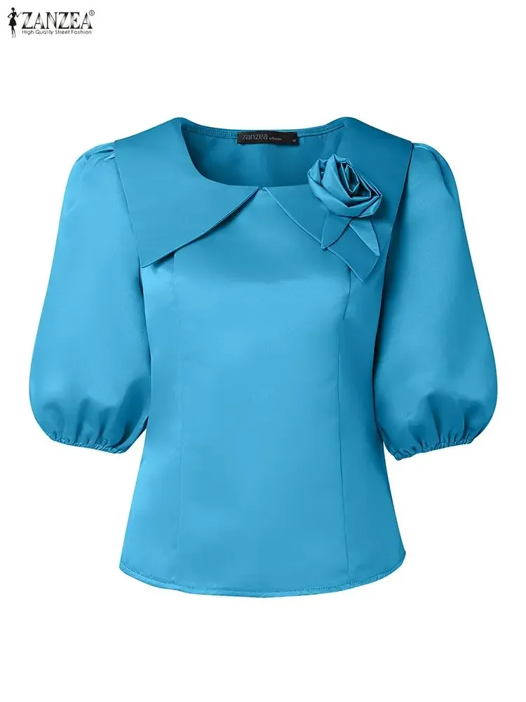 Blumen Bluse Kurzarm 4