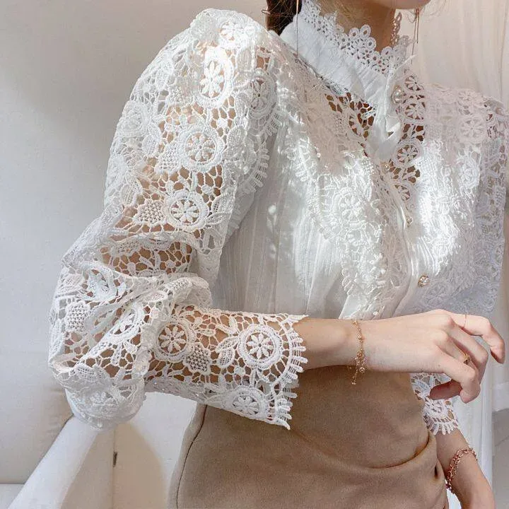 Bluse Weiss Mit Blumenmuster 3