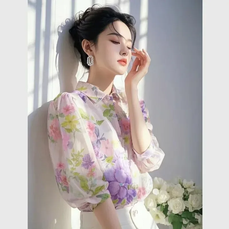 Bluse Flieder Blumen 2