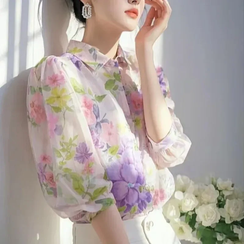 Bluse Flieder Blumen 3