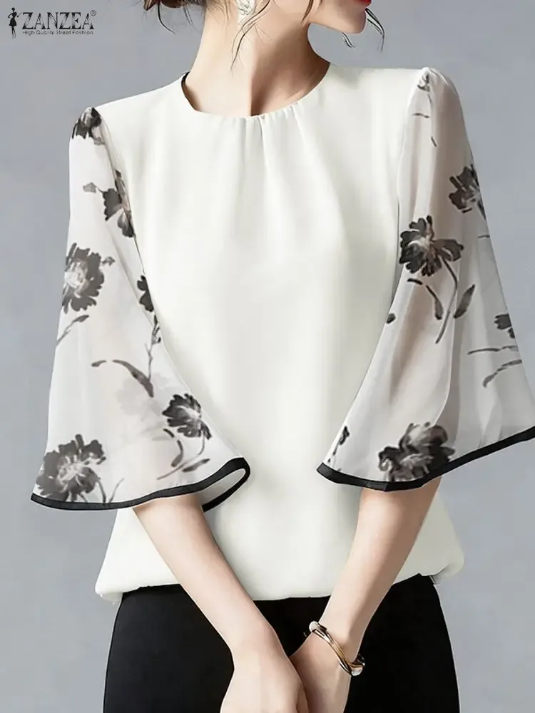 Bluse Chiffon Blumen 1