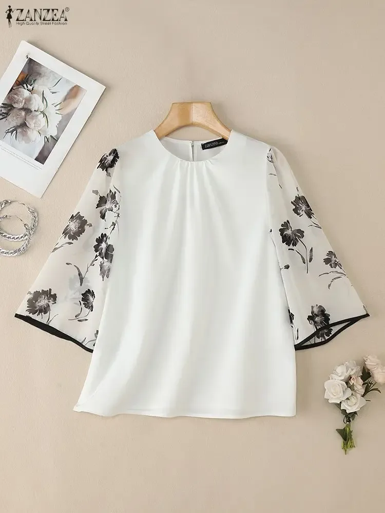 Bluse Chiffon Blumen 2