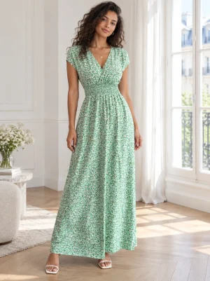 Green Floral Long Dress