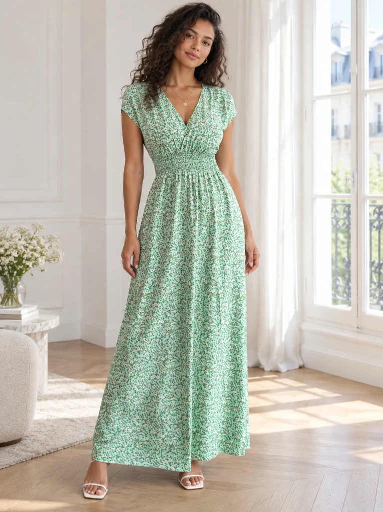 Green Floral Long Dress