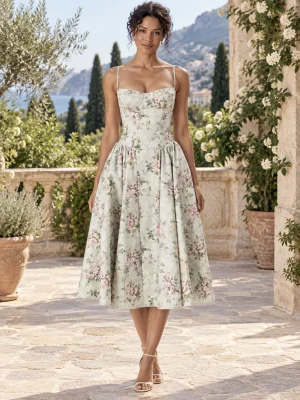 Grünes Blumenkleid