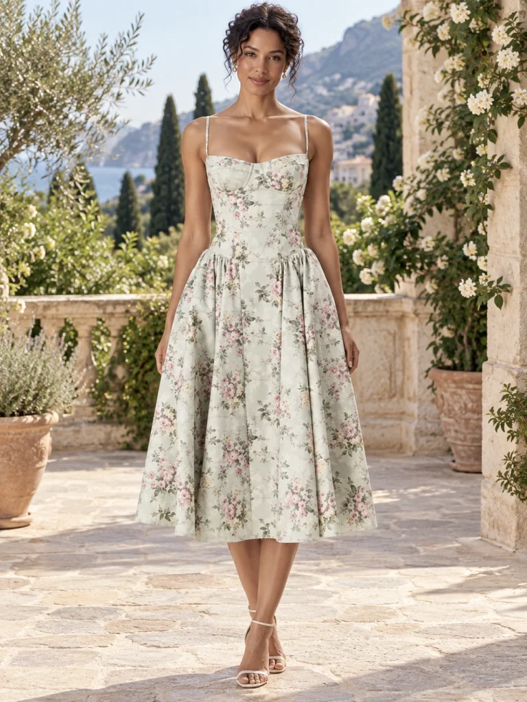 Grünes Blumenkleid