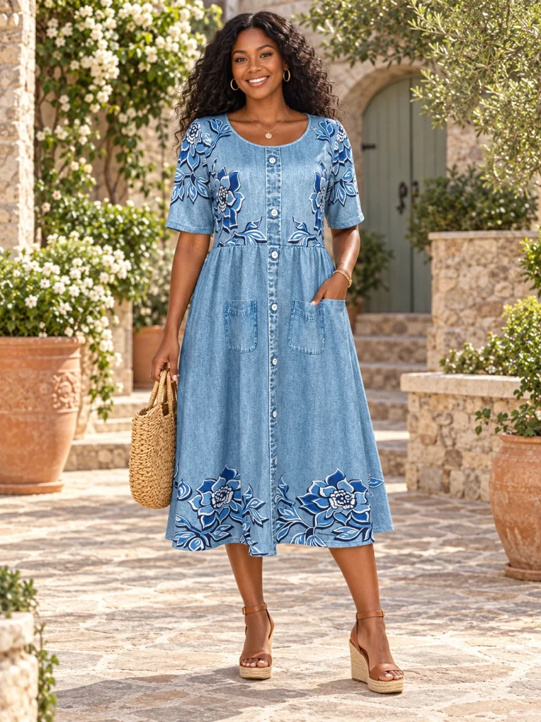 Midi Kleid Blumenmuster