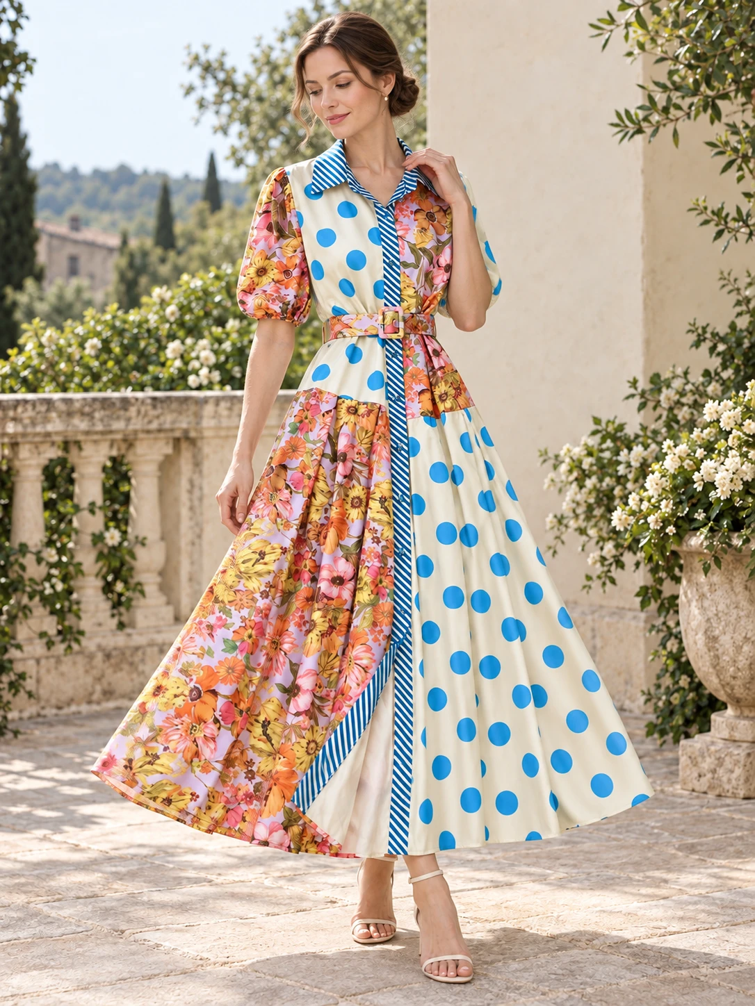 1980s Floral Dress